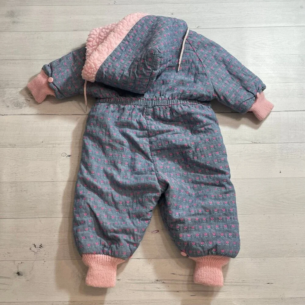 Vintage OshKosh B’Gosh tulip hearts baby bunting snowsuit‎ 12 months
